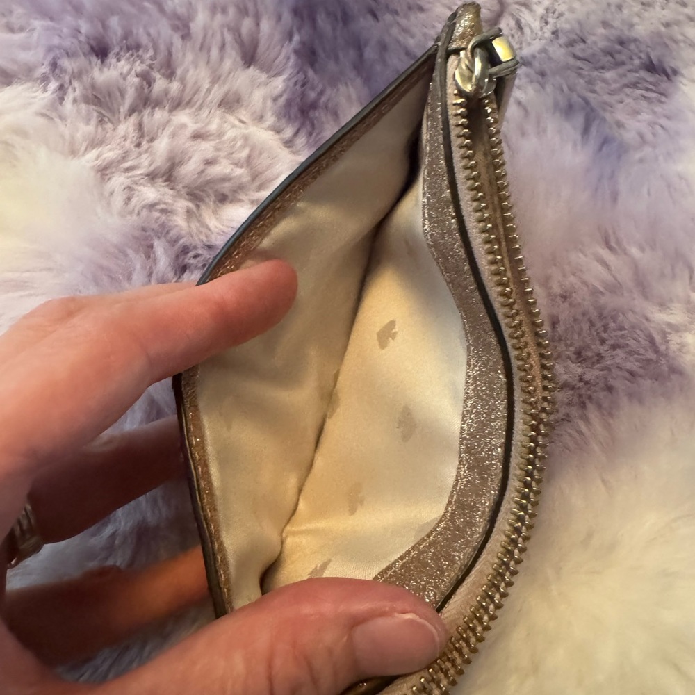 Kate Spade Glimmer Large Slim Card Wallet Signature canvas Metallic - Picture 4 of 6